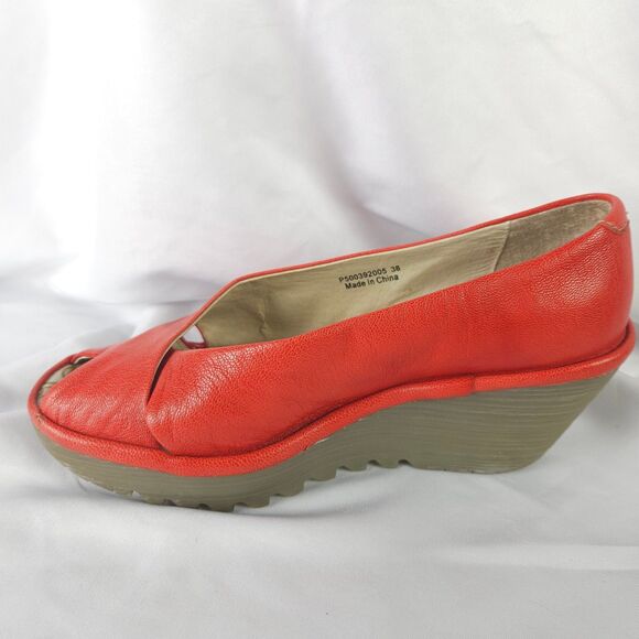 Fly London Women's  Sz 7 / 7.5 US  EU 38 Yoma307fly Peep Toe Wedge Sandal - Picture 9 of 10